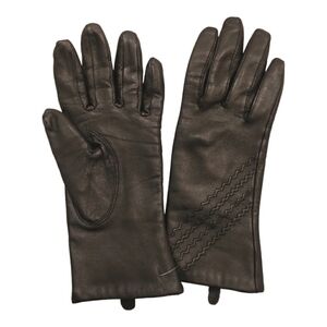 Vintage Feminine Women's Genuine Leather Gloves in Black Mint Condition Size XS
